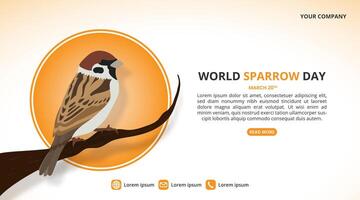 World Sparrow Day background with a sparrow on a twig vector