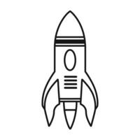 A Rocket spaceship vector outline isolated on a white background