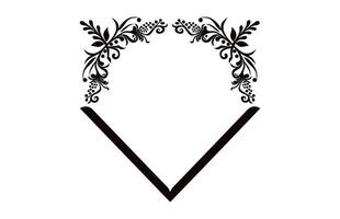 Vintage border frame Vector black outline, Decorative Ornamental Corner design element