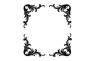 A vintage Decorative corner Frame Vector black outline design element isolated on a white background