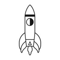 A Rocket spaceship vector outline isolated on a white background