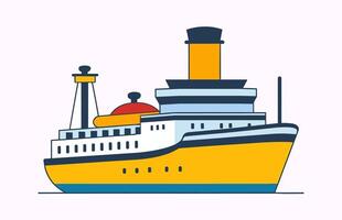 A Ship illustration Vector art, Trawler flat logo isolated on a white background