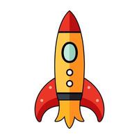 Rocket spaceship vector outline Flat illustration