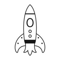 A Rocket spaceship vector outline isolated on a white background