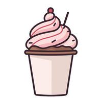 A Cup Ice Cream vector flat illustration free, Vanilla ice cream outline icon