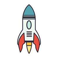 Rocket spaceship vector outline Flat illustration