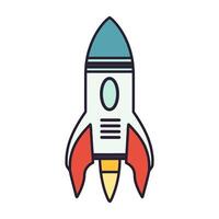 Rocket spaceship vector outline Flat illustration