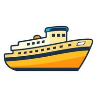 A Ship illustration Vector art, Trawler flat logo isolated on a white background