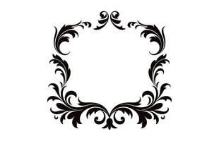 Vintage border frame Vector black outline, Decorative Ornamental Corner design element