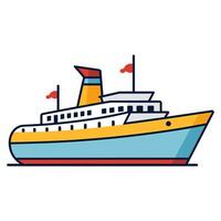 A Ship illustration Vector art, Trawler flat logo isolated on a white background