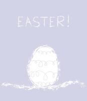 Postcard Happy Easter. Trendy Easter typography design, hand drawn with strokes and squiggles. Easter Egg. Easter bunny. Modern minimalist style. Greeting card, banner vector