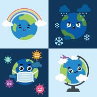 Illustration vector graphic of cute earth globe cartoon