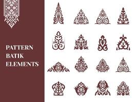 set of vector pattern batik elements, motif pucuk rebung