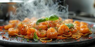 ai generado clásico pasta en cocina antecedentes. dieta y comida concepto. foto