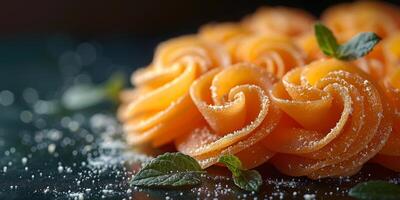 ai generado clásico pasta en cocina antecedentes. dieta y comida concepto. foto