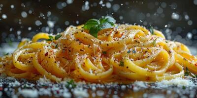 ai generado clásico pasta en cocina antecedentes. dieta y comida concepto. foto