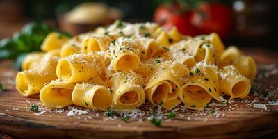 ai generado clásico pasta en cocina antecedentes. dieta y comida concepto. foto