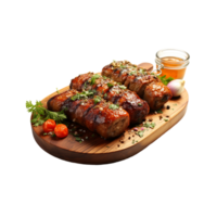 AI generated Baked Sausage on Wooden Board png
