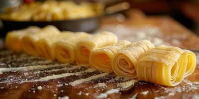 ai generado clásico pasta en cocina antecedentes. dieta y comida concepto. foto