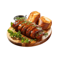 AI generated Baked Sausage on Wooden png