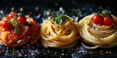 ai generado clásico pasta en cocina antecedentes. dieta y comida concepto. foto