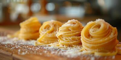 ai generado clásico pasta en cocina antecedentes. dieta y comida concepto. foto