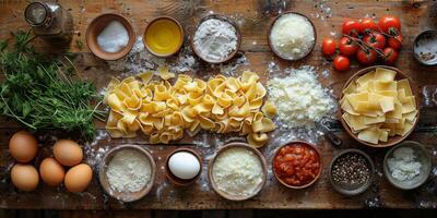 ai generado clásico pasta en cocina antecedentes. dieta y comida concepto. foto