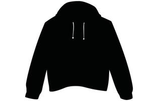Silhouette of hoodie, Vector Hoodie Black and White Sleeves Streetwear Fashion Silhouette,