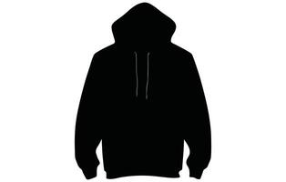 Silhouette of hoodie, Vector Hoodie Black and White Sleeves Streetwear Fashion Silhouette,