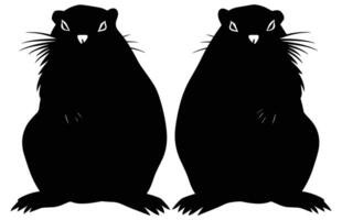 Groundhog Couple silhouette design, groundhog Couple black vector design ,