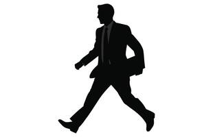 Businessman walking with a small bag silhouette, silhouette of worker or businessman in suit walking with a small bag vector