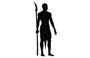 trirbe man Holding a Spear Head, Ancient aztec warrior holding shield, maya soldier vector