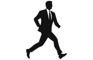 Silhouettes of business people run vector, silhouette of worker or businessman in suit running vector