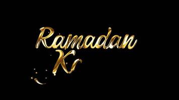 Ramadan Kareem Animation. Text animated Handwritten in golden color. Animated text can be used for 4k resolution Islamic videos in welcoming the holy month of Ramadan