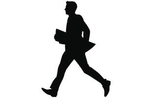 Silhouettes of business people run vector, silhouette of worker or businessman in suit running vector