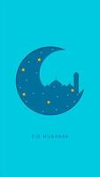 Eid Mubarak Crescent Moon Mosque And Star Motion Graphic video