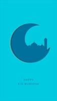 eid Mubarak crescente lua e mesquita animado video