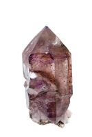 macro mineral stone Amethyst on smoky quartz on a white background photo