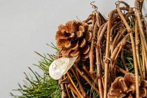 Christmas composition. Wreath of Christmas tree branches photo