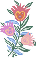 Polish folk valentine lovely heart and flower blossom for fashion, greetings,sticker png