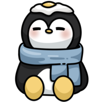 söt pingvin med blå scraf png