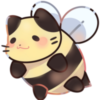 cat bee with white wing so cute png