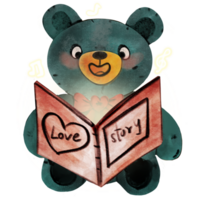 green bear reading a book so happy png