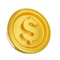 gold coin 3d render on PNG background, golden cash on isolated background.3d rendering illustration, 3d effect element.