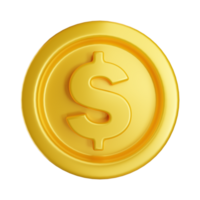 ouro moeda 3d render em png fundo, dourado dinheiro em isolado plano de fundo.3d Renderização ilustração, 3d efeito elemento.