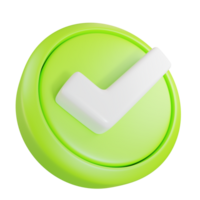 Green check mark button, Conrrect 3d icon png