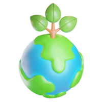 Green Earth 3d render on isolated background for Earth Day, recycle icon for the green globe,3d rendering illustration png