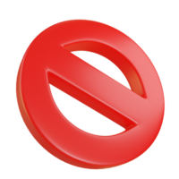 3D render of a red ban icon, Banned 3d icon png