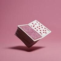 AI generated House of cards on pink background photo