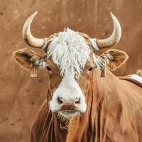 AI generated Beige cow leather textured background photo